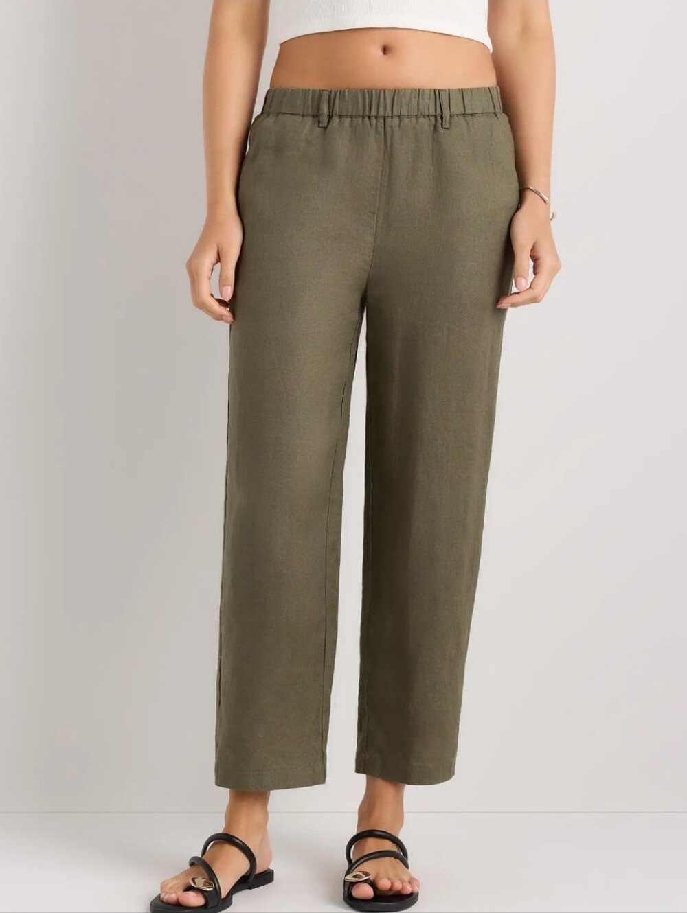 Quince 100% European Linen Pants In Bayberry Olive XL